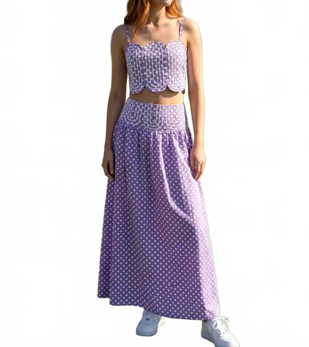 NEW BABY PINK trim applique crop top in purple/white